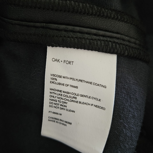 Oak + Fort black faux‎ leather side slit pants - Picture 9 of 9